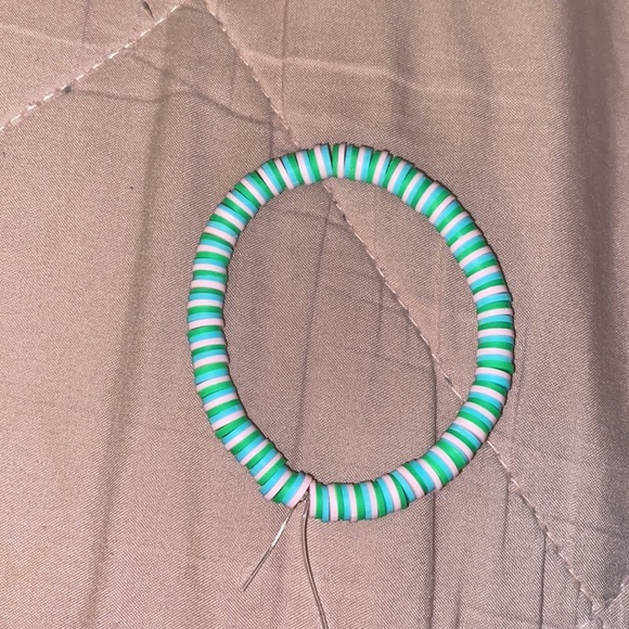 light pink, dark green, and light blue bracelet - Picture 2 of 4